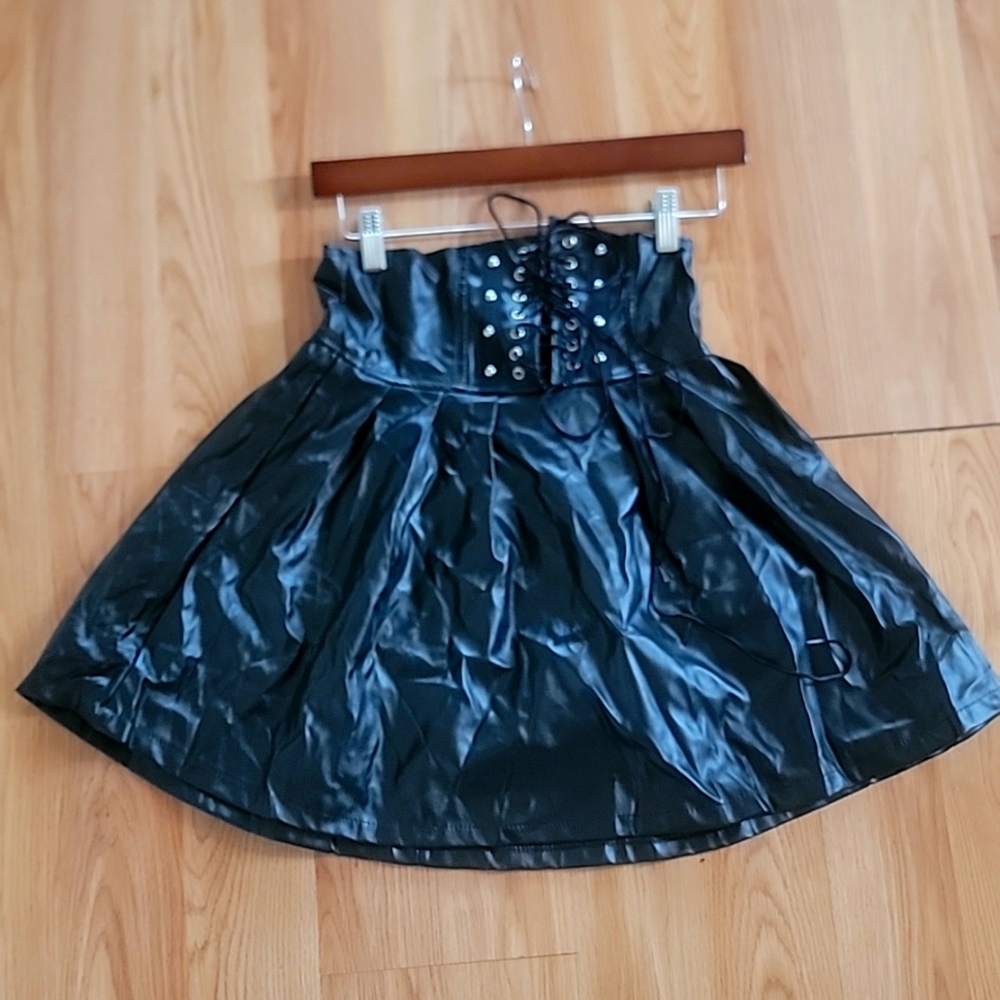 Pleather Skater Skirt